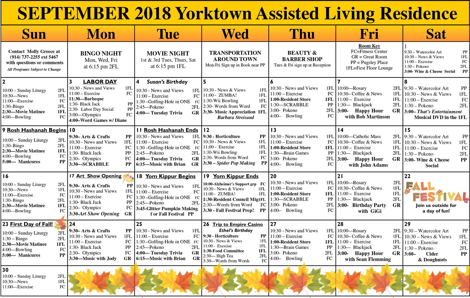 September-2018-AL-Calendars - Yorktown Assisted Living Residence