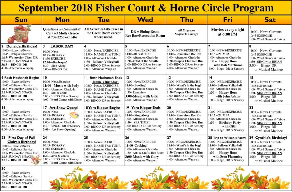 September 2018 - Yorktown Assisted Living Residence