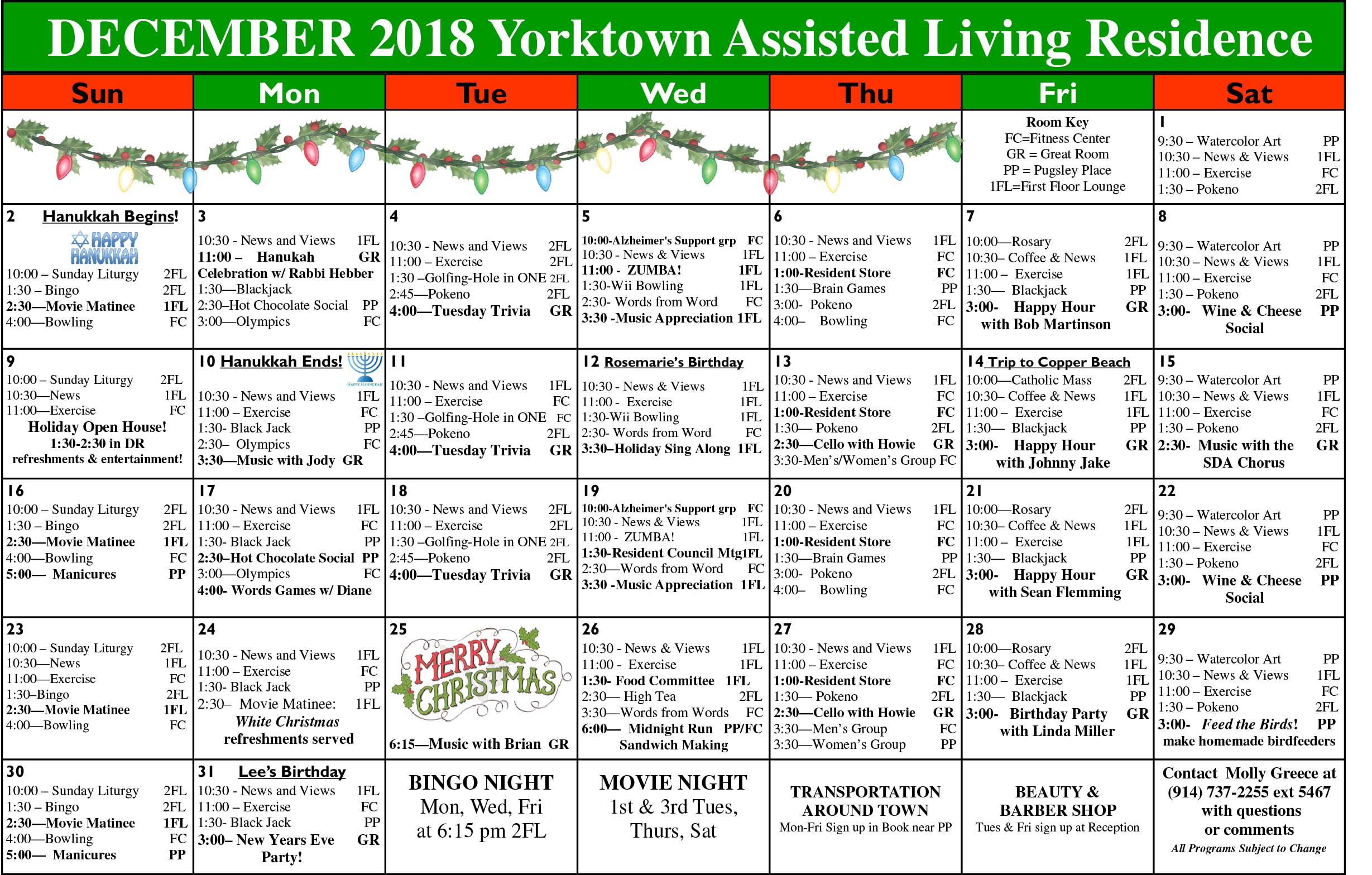 Dec-2018-AL-Calendars - Yorktown Assisted Living Residence