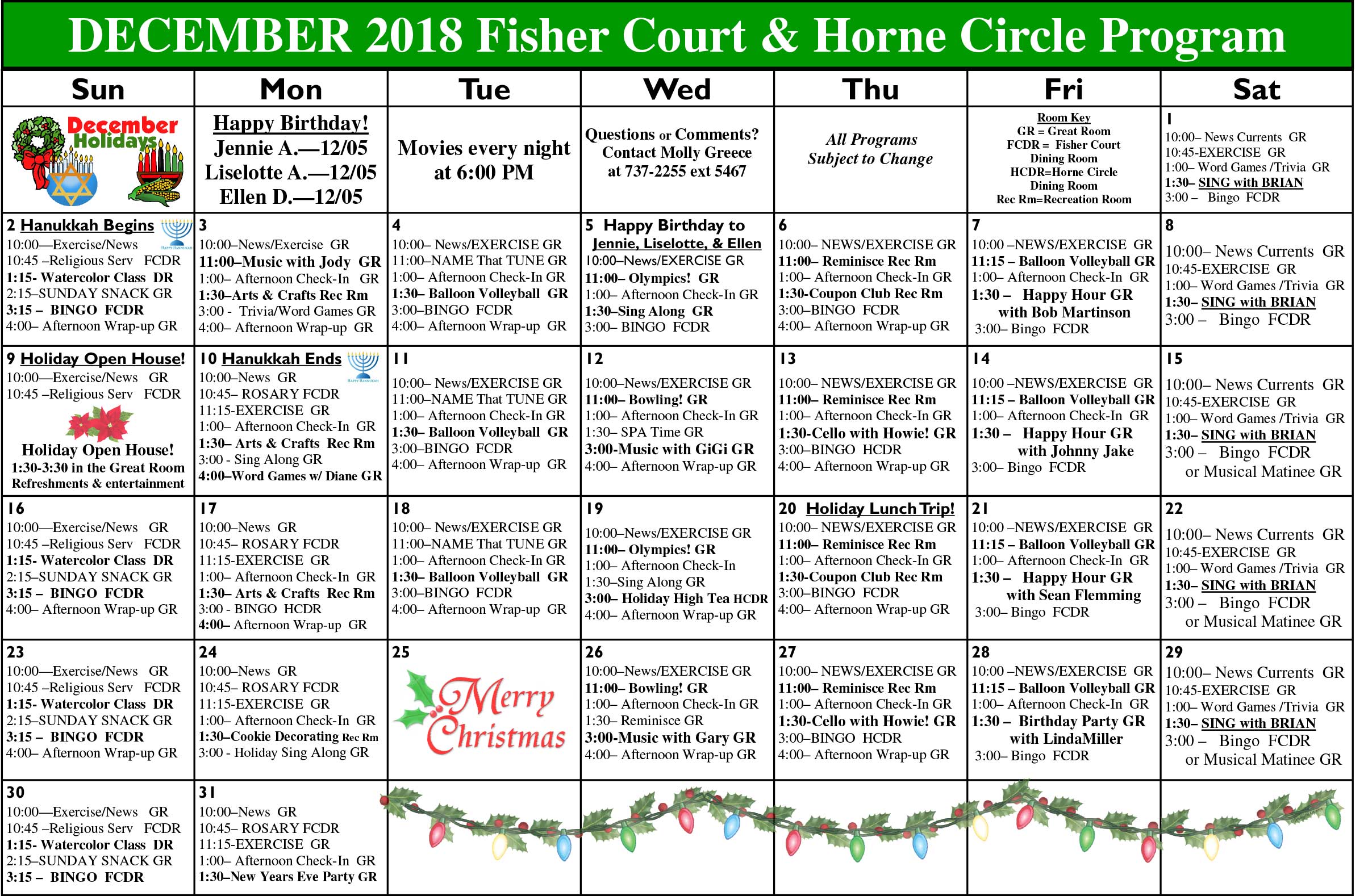 2018 high clearance court calendar